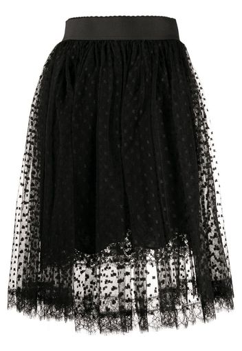 pleated lace midi skirt