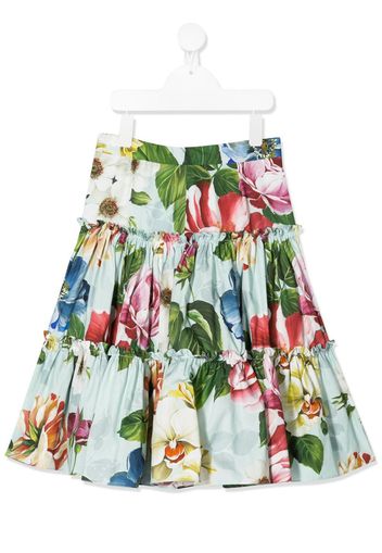 floral-print tiered gathered skirt