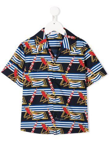 beach scene-print short sleeved shirt