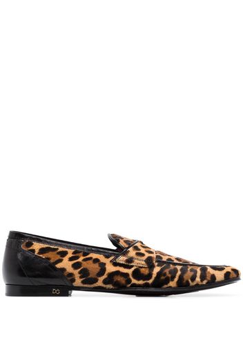 brown Erice leopard print calf hair loafers