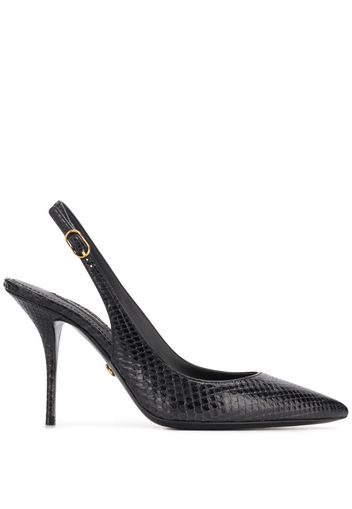 snakeskin effect slingback pumps