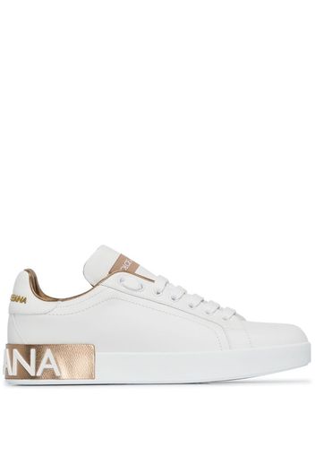 White Portofino leather logo sneakers