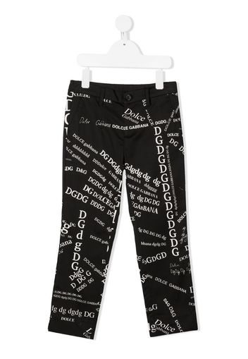 all-over lettering print trousers