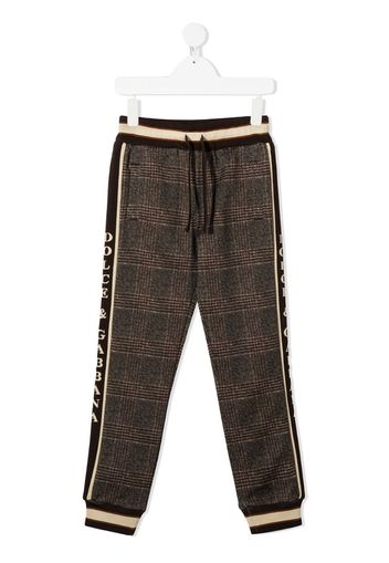 checked logo trim track pants