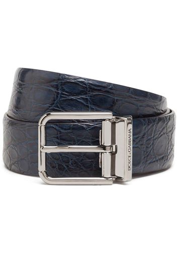 Dolce & Gabbana logo-engraved buckle belt - Blue