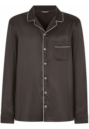 Dolce & Gabbana piped-trim silk shirt - Black