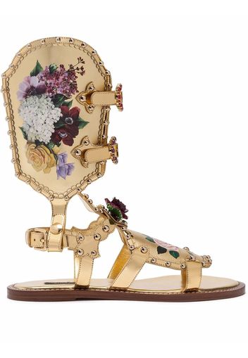 Dolce & Gabbana floral-print gladiator sandals - Gold