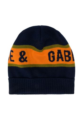 intarsia-logo beanie hat