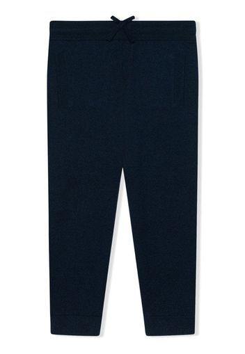 logo-embroidered cashmere trousers