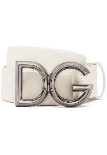 Dolce & Gabbana logo-plaque adjustable belt - White