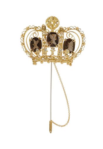 18kt yellow gold diamond crown brooch