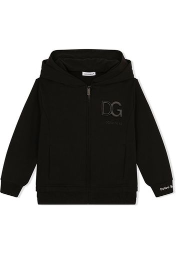 Dolce & Gabbana Kids logo patch zip-front hoodie - Black