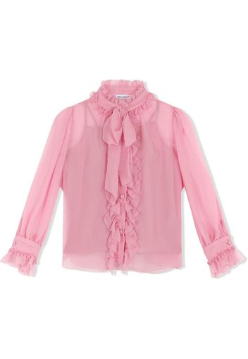 Dolce & Gabbana Kids pussy bow-fastening silk shirt - PINK