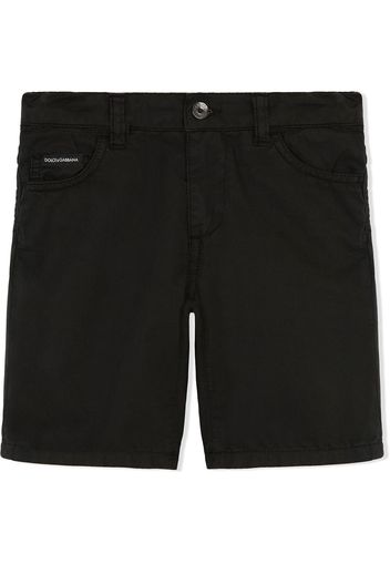 Dolce & Gabbana Kids logo-patch poplin shorts - Black