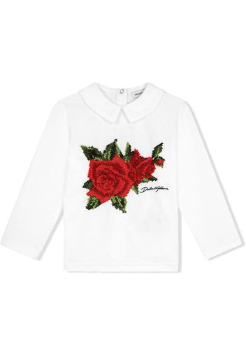 rose-embroidered blouse