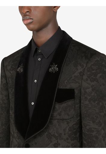 floral jacquard single-breasted blazer