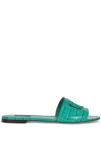 Dolce & Gabbana logo-embossed mule sandals - Green