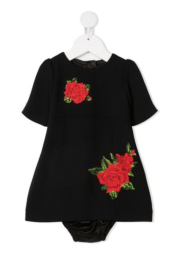 rose-embroidered dress