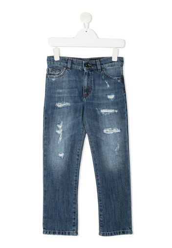 distressed straight-leg jeans