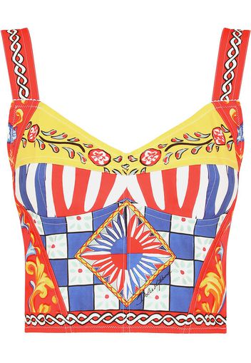 Dolce & Gabbana Carretto-print bustier top - Red