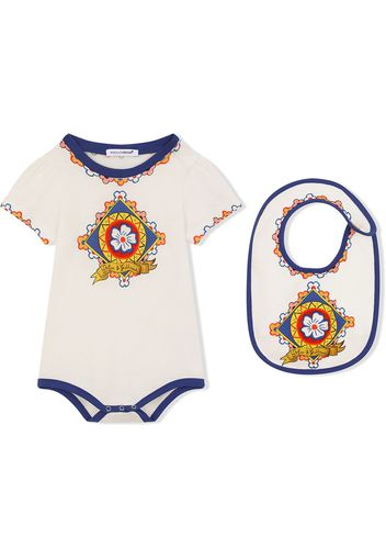 Dolce & Gabbana Kids 2 piece Carretto-print jersey gift set - White