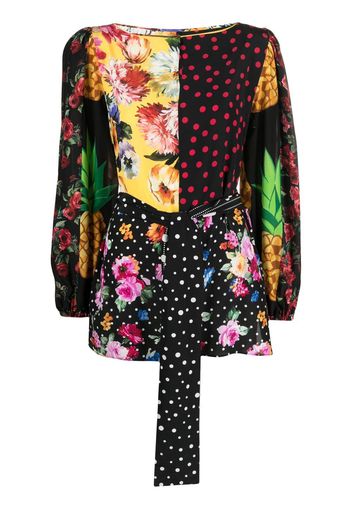 Dolce & Gabbana mix-print belted blouse - Black