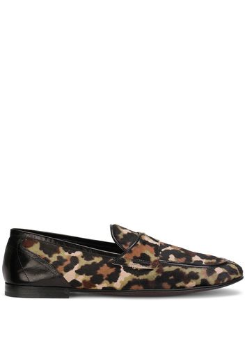 Dolce & Gabbana leopard print calf hair loafers - Black