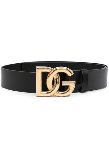 Dolce & Gabbana logo-plaque leather belt - Black