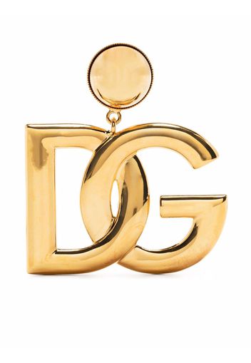 Dolce & Gabbana oversize logo clip-on earrings - Gold