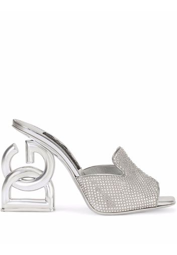 Dolce & Gabbana DG-heel gemstone-embellished mules - Silver