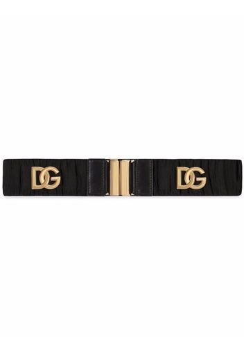 Dolce & Gabbana logo-plaque ruched belt - Black