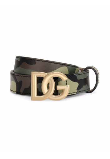 Dolce & Gabbana Kids camouflage-print leather belt - Green