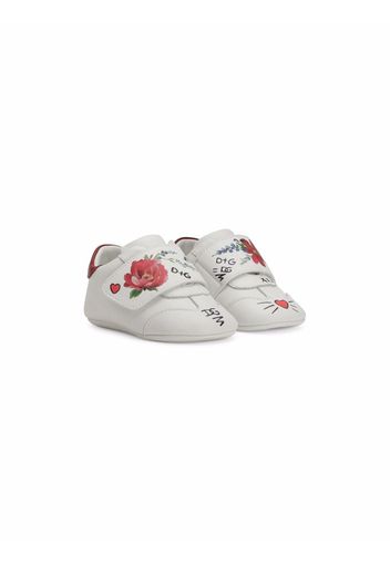 Dolce & Gabbana Kids touch-strap leather sneakers - White