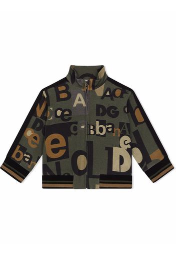 Dolce & Gabbana Kids all over logo-print track jacket - Green