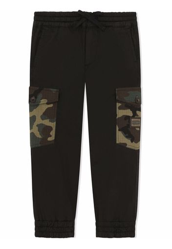 Dolce & Gabbana Kids cargo-print pocket track trousers - Black