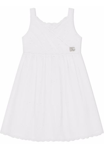 Dolce & Gabbana Kids logo-plaque cotton sundress - White