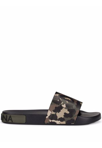 Dolce & Gabbana camouflage-print slides - Green