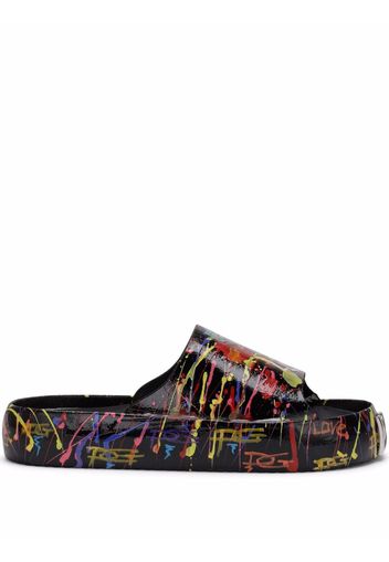 Dolce & Gabbana paint-splatter platform slides - Black