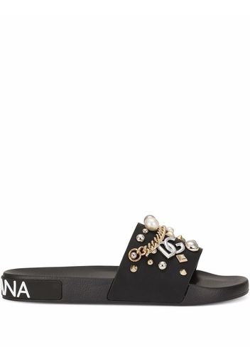 Dolce & Gabbana stud-embellished slides - Black