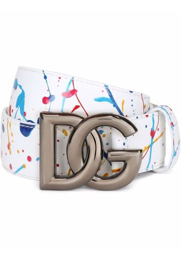 Dolce & Gabbana abstract-print buckle belt - White