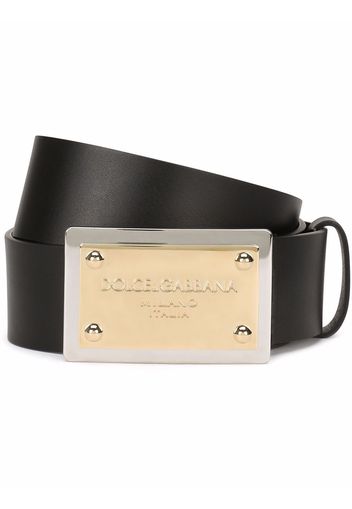 Dolce & Gabbana calf leather logo-buckle belt - Black