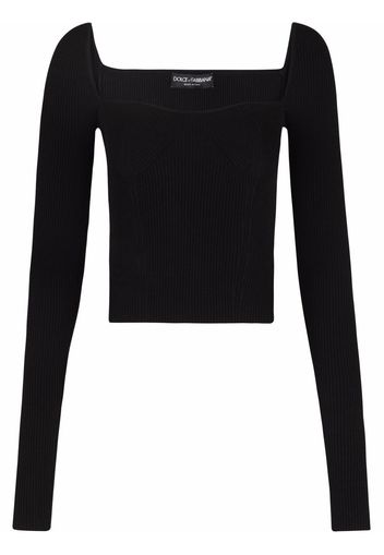 Dolce & Gabbana square-neck longsleeved mini dress - Black