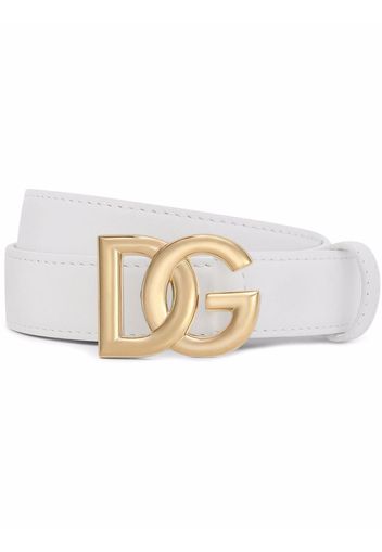 Dolce & Gabbana DG logo-buckle leather belt - White