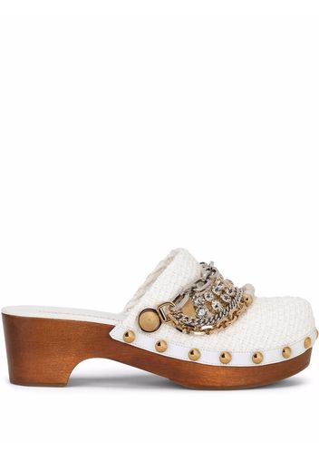 Dolce & Gabbana chain-embellished clog mules - White