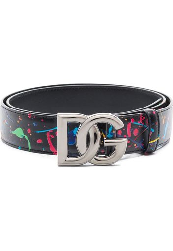 Dolce & Gabbana paint-splatter DG belt - Black