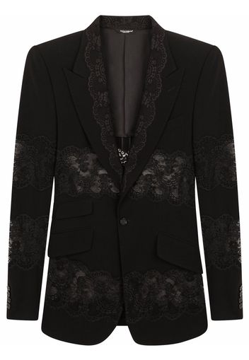 Dolce & Gabbana lace-panelled tailored blazer - Black