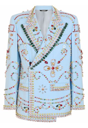 Dolce & Gabbana gemstone-embellished double-breasted blazer - Blue