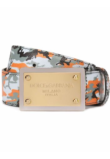 Dolce & Gabbana camouflage-print leather belt - Black