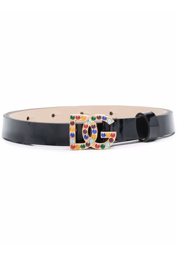 Dolce & Gabbana Kids logo-plaque leather belt - Black