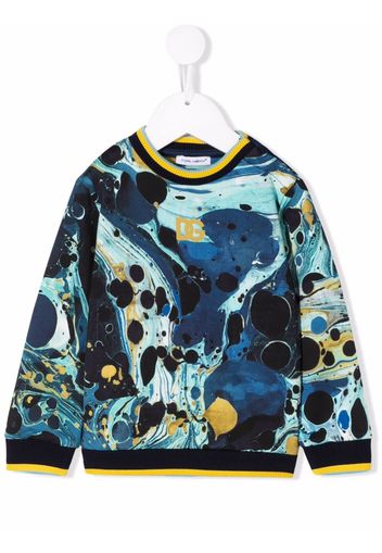 Dolce & Gabbana Kids abstract-print cotton sweatshirt - Blue